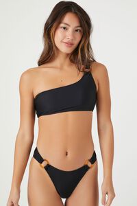 BLACK Tortoiseshell Ring Bikini Bottoms, image 1