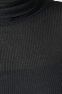 BLACK Sheer Ribbed Knit Turtleneck Top, image 5