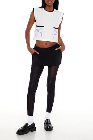 WHITE/MULTI Cropped Bow Sweater Vest, image 2