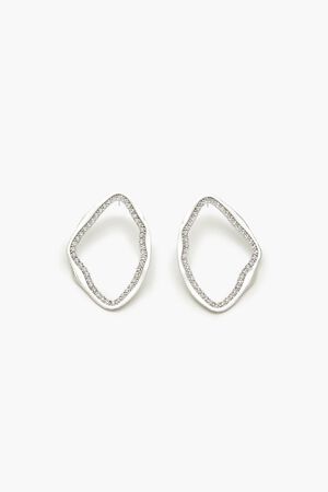 SILVER/CLEAR Geo Rhinestone Drop Earrings, image 1