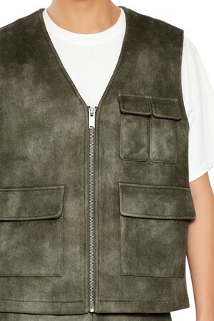 OLIVE Mineral Wash Cargo Vest, image 3