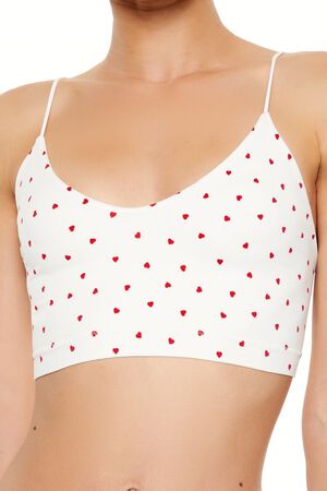 WHITE/RED Seamless Heart Print Bralette, image 2