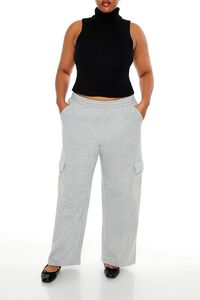 HEATHER GREY Plus Size Mid-Rise Cargo Sweatpants, image 1