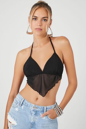 SIENNA Mesh Open-Back Halter Top, image 1