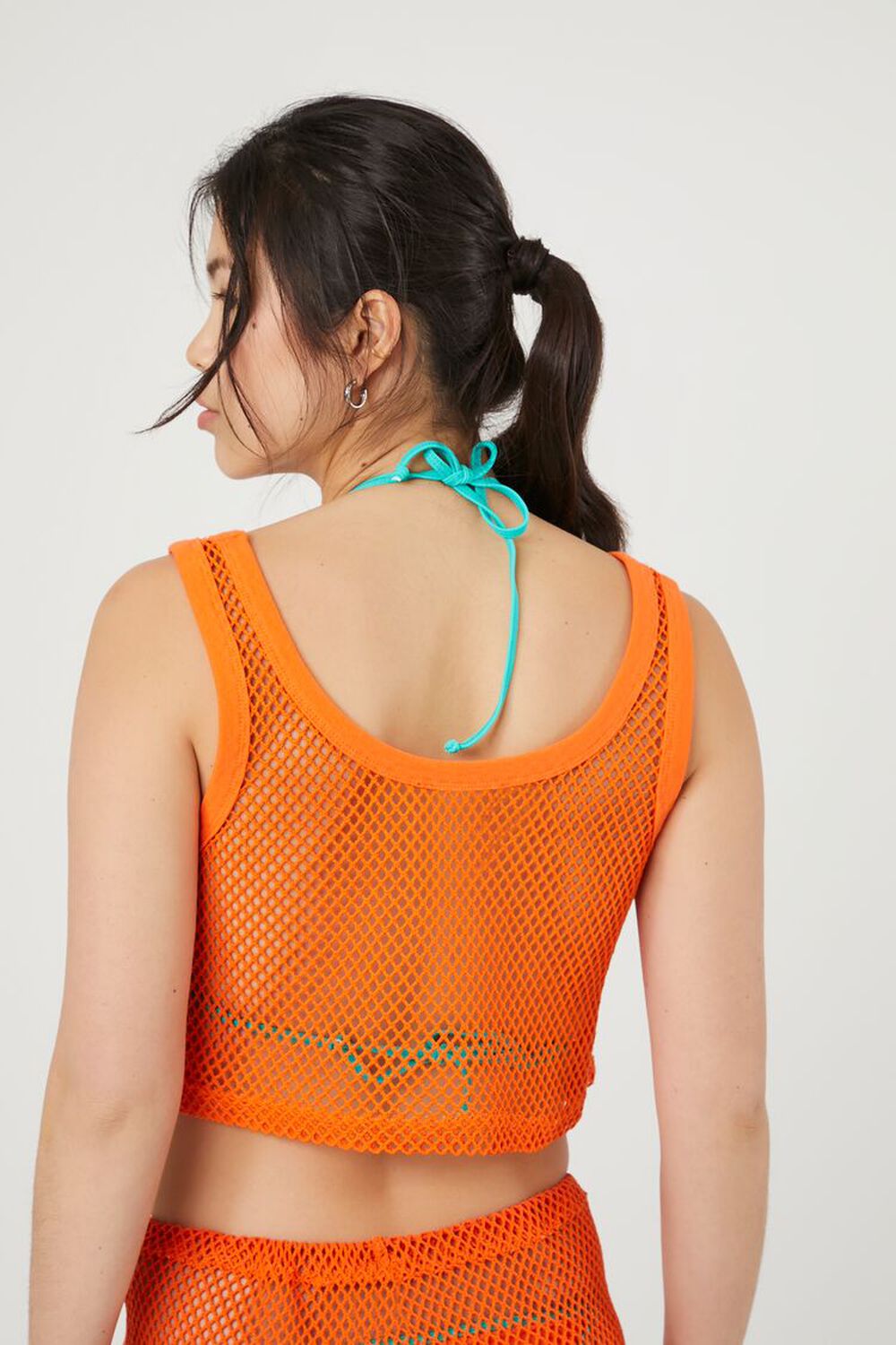 SUNSET Sheer Netted Cropped Tank Top, image 3