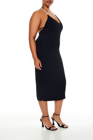 RED Plus Size Embellished Halter Maxi Dress, image 3