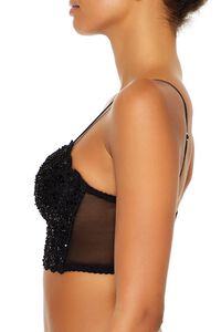 BLACK Sequin Lingerie Cropped Cami, image 4