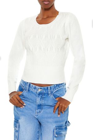 CAMEL Cropped Lattice Sweater, image 1