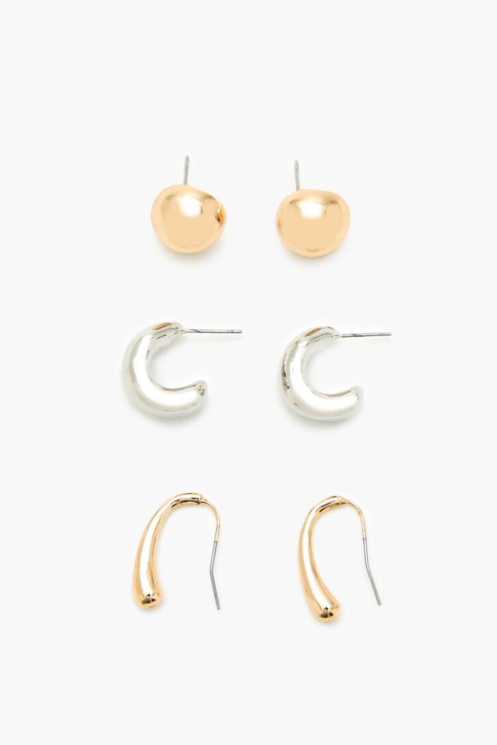 GOLD/SILVER Stud & Geo Hoop Earring Set, image 1