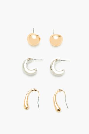 GOLD/SILVER Stud & Geo Hoop Earring Set, image 1