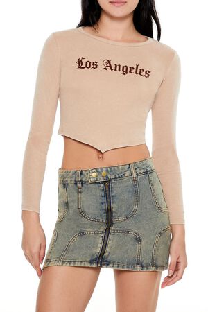 BROWN Los Angeles V-Cut Cropped Tee, image 1