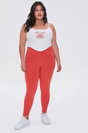 RED Plus Size Basic High-Rise Leggings, image 1