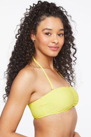 SHOCKING PINK Ruched Bandeau Bikini Top, image 2