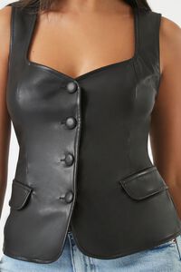 BLACK Sleeveless Faux Leather Top, image 5