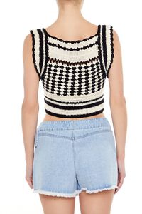 BLACK/CREAM Sweater-Knit Geo Crop Top, image 6