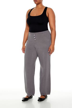 SEASHELL PINK Plus Size Sweater-Knit Wide Pants, image 3