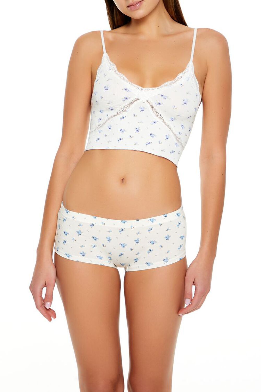 WHITE/MULTI Seamless Floral Longline Bralette, image 1