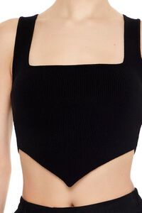BLACK Ribbed Sweater-Knit Crop Top, image 3