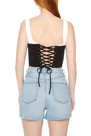 BLACK/WHITE Lace-Up Corset Combo Top, image 3