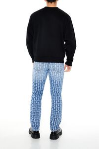 MEDIUM DENIM Frayed Slim-Fit Mid-Rise Jeans, image 4