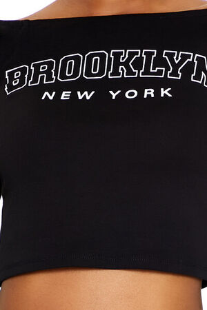 BLACK/MULTI Brooklyn New York Crop Top, image 3