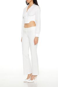 WHITE/BLACK Pinstriped Low-Rise Trouser Pants, image 3