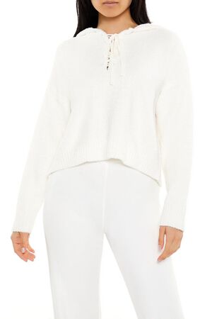 DARK GREY Hooded Lace-Up Sweater, image 1