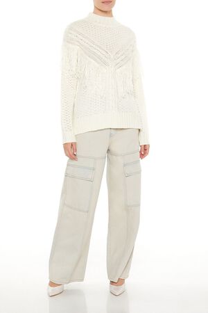 EGRET Fringe-Trim Mock Neck Sweater, image 2