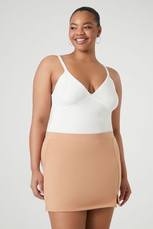 CAROB Plus Size Fitted Mini Skirt, image 1
