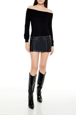 VERDANT GREEN Fitted Off-the-Shoulder Sweater, image 2
