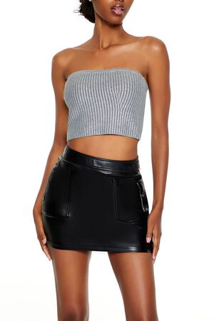 GREY Metallic Sweater-Knit Tube Top, image 3