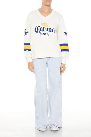 CREAM/MULTI Fleece Corona Extra Oversized Top, image 2