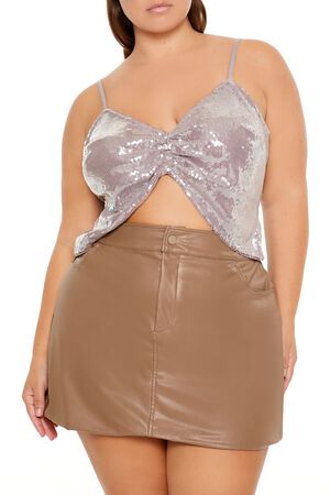 LAVENDER Plus Size Sequin Cropped Cami, image 1