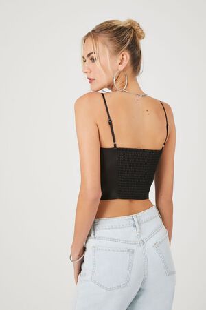 BLACK Satin Corset Cropped Cami, image 3