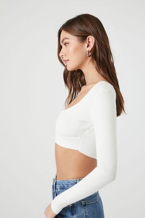 VANILLA Sweater-Knit Cutout Crop Top, image 2
