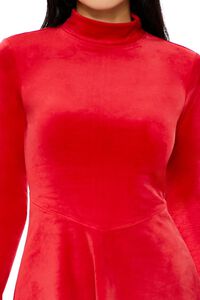 DARK RED Velour Skater Mini Dress, image 5