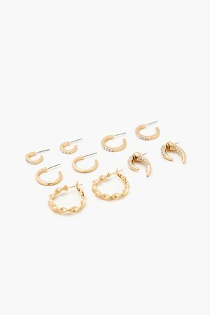 GOLD Rhinestone Hoop Earring Set, image 2