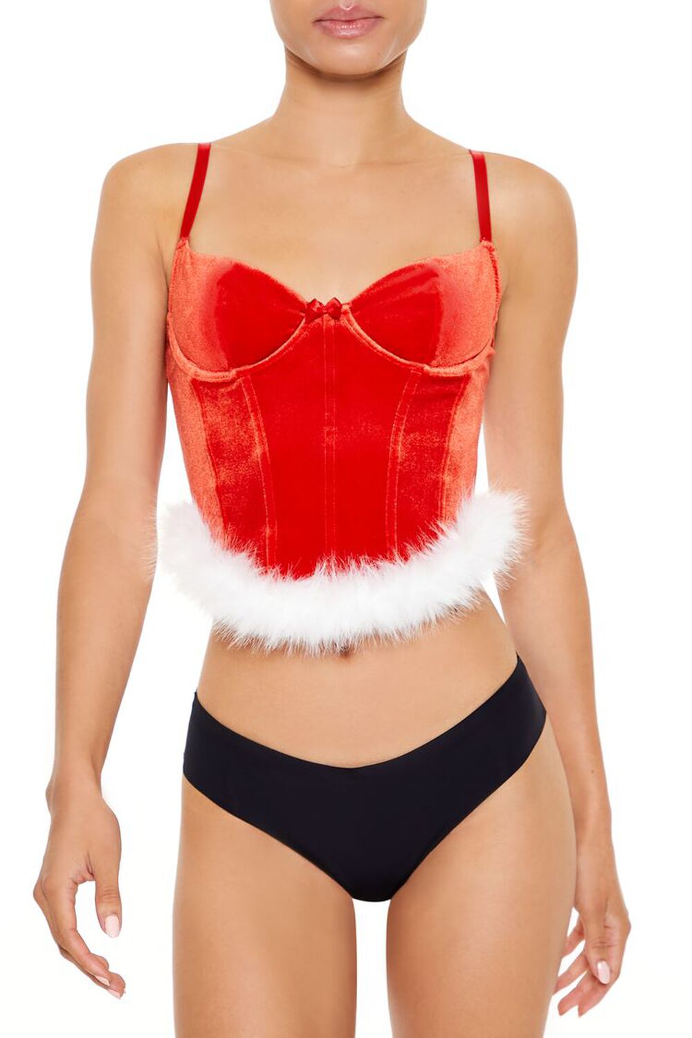 HIGH RISK RED Velvet Santa Lingerie Corset Cami, image 1