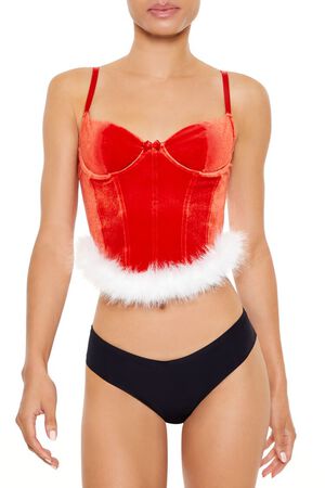 HIGH RISK RED Velvet Santa Lingerie Corset Cami, image 1